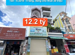 Bán nhà MTKD Trương Phước Phan, Q Bình Tân -  4.3x18 -  4 tầng, đang cho thuê 20 triệu