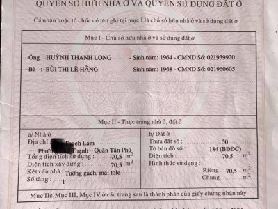 Bán nhà MTKD Thạch Lam, Q Tân Phú -  4.5x16.8 -  1 tầng - 11.5 tỷ