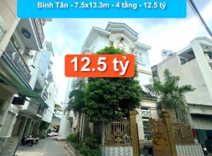 Bán nhà góc Hẻm 6m Đường số 11, P BHH, Q Bình Tân - 7.5x13.3m - 4 tầng - 12.5 tỷ