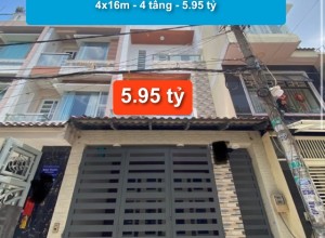 Hẻm 5m Đường số 1, P BHHA, Q Bình Tân - 4x16m - 4 tầng - 5.95 tỷ