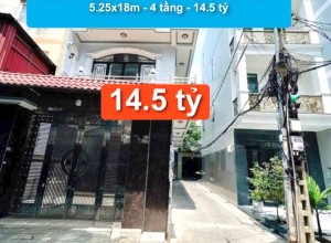 Bán nhà góc Hẻm 6m Gò Dầu, Q Tân Phú - 5.25x18m - 4 tầng - 14.5 tỷ