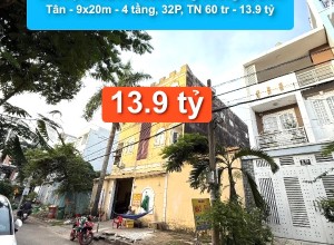 Nhà trọ MTNB khu Nam Hùng Vương, Q Bình Tân - 9x20m - 4 tầng, 32P, TN 60 tr - 13.9 tỷ