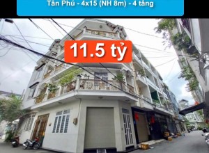 Bán nhà căn góc Hẻm 8m Nguyễn Văn Săng, Q Tân Phú - 4x15 (NH 8m) - 4 tầng