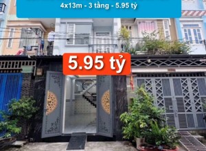 Bán nhà Hẻm 6m Lê Văn Quới, Q Bình Tân - 4x13m - 3 tầng - 5.95 tỷ