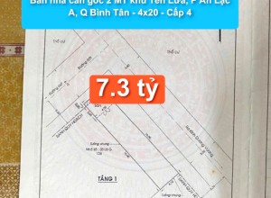 Bán nhà căn góc 2 MT khu Tên Lửa, P An Lạc A, Q Bình Tân - 4x20 - Cấp 4