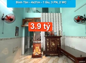 Bán nhà Hẻm 4m Tỉnh Lộ 10, P Tân Tạo, Q Bình Tân - 4x21m - 1 lầu, 3 PN, 2 WC
